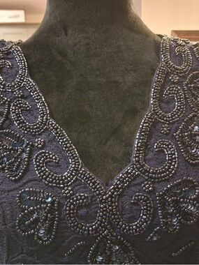Embellished V-Neck Navy Wedding Dress